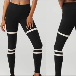 Alo Yoga High Wasted Striped Black Leggings